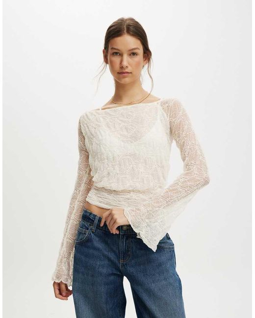 Cotton On Blue Sofia Lace Long Sleeve Top