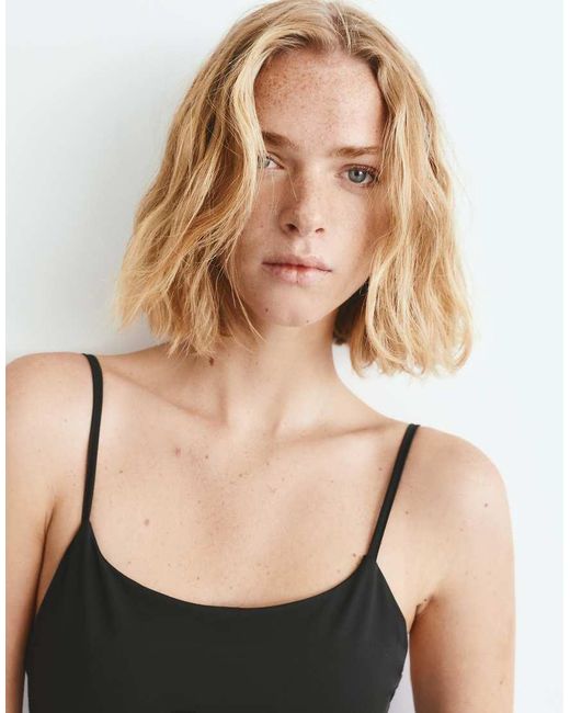 Pull&Bear White Polyamide Strappy Midi Dress