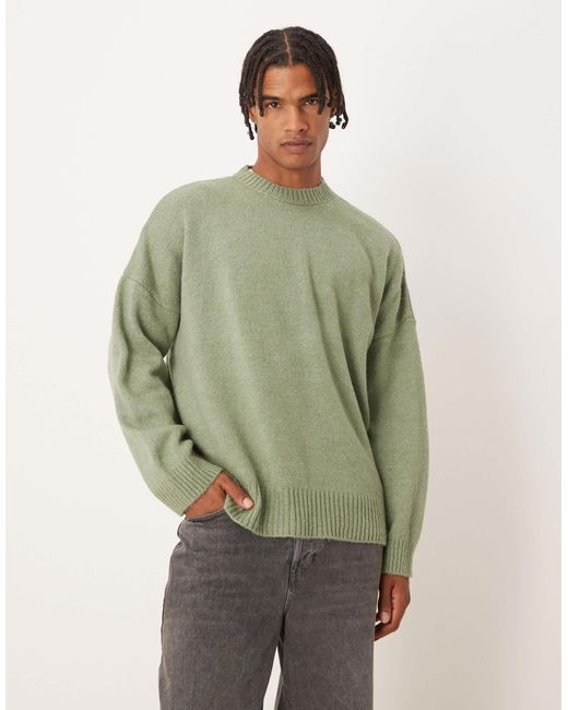 ASOS Green Super Oversized Boxy Fit Knitted Crew Neck Jumper for men