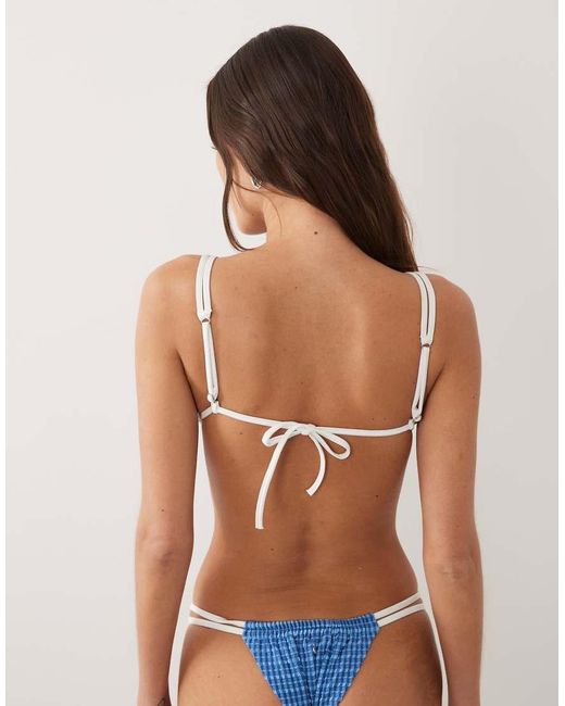 Rhythm Blue Lola Check Double Strap Triangle Bikini Top