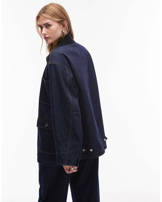 ARKET Blue Denim Oversized Workwear Barn Jacket