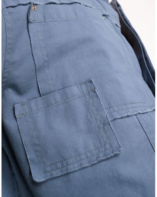 Chemise coupe carrée à manches longues avec ourlet effiloché - acier Collusion pour homme en coloris Blue