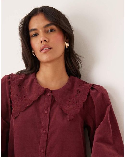Nobody's Child Red Bridget Cord Mini Smock Dress