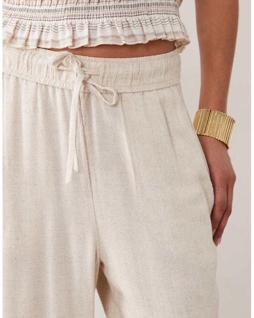 New Look Natural Linen Blend Wide Leg Trousers