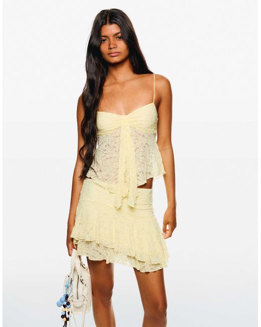 Bershka Yellow – oberteil aus spitze
