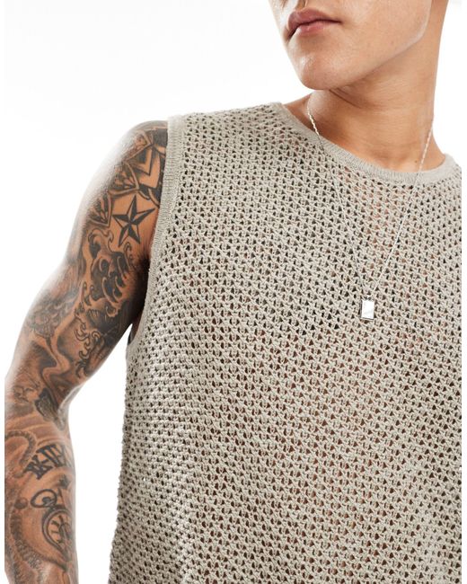 Abercrombie & Fitch White Crochet Knit Muscle Vest for men
