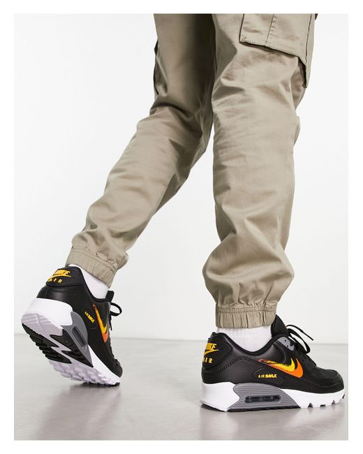 Nike Air Max - 90 - Sneakers Met Dubbele Gespoten Swoosh-logo in het Black voor heren