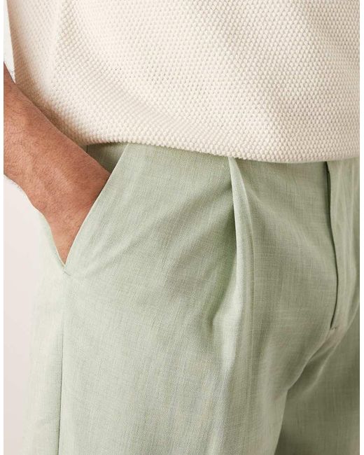 ASOS Natural Smart Wide Leg Micro Texture Trousers for men
