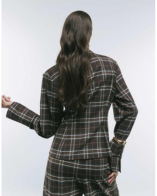 River Island Black Check Fitted Tailored Shirt