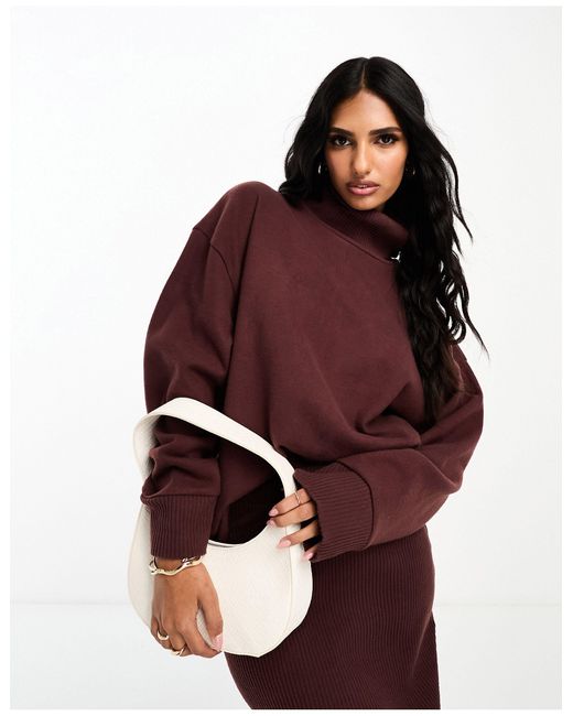 ASOS Red Super Soft Co-ord Long Line Roll Neck