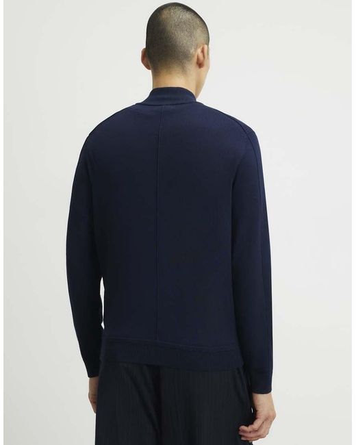 River Island Blue Slim Fit Half Zip Jumper for men