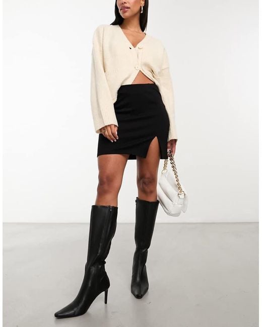 ASOS Black Ponte Split Hem Mini Skirt