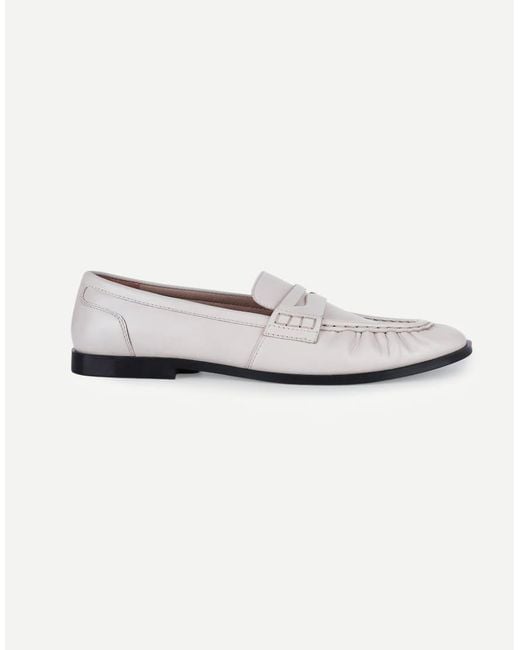 OFF THE HOOK White Sienna Real Leather Loafers With Ruched Detail