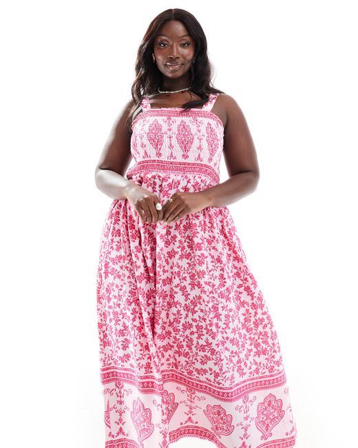 Yours Pink Shirred Maxi Dress