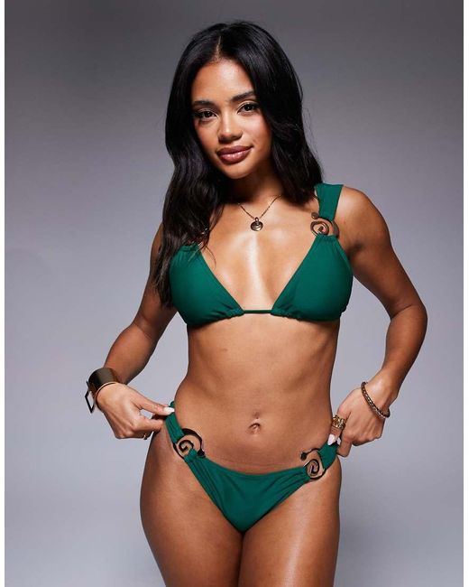 Moda Minx Green Bikini Bottom With Shell Detail