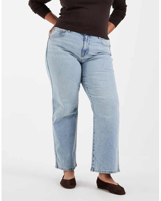 ASOS Blue Asos Design Curve Comfort Stretch Straight Leg Jeans