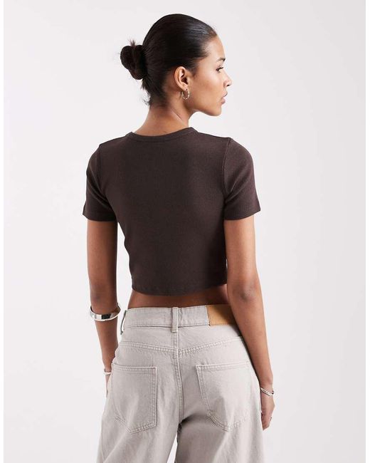 JJXX Brown Florie Ribbed Cropped Baby T-shirt Two Pack