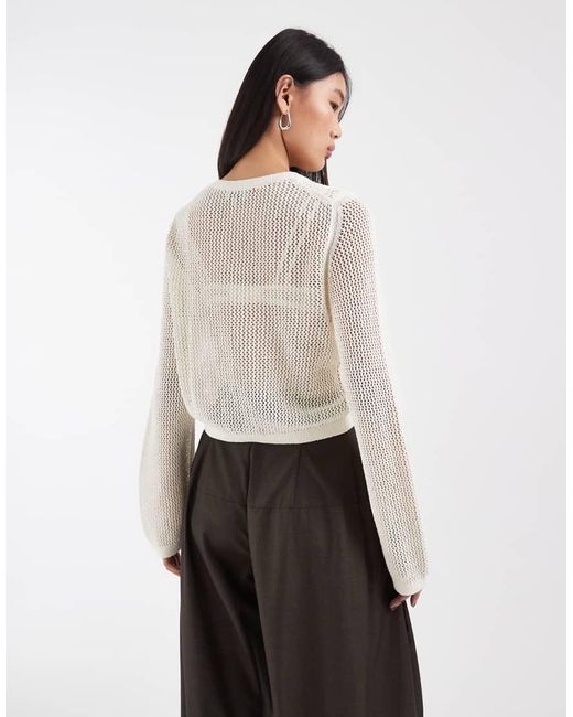 & Other Stories White Pure Cotton Crew Neck Lightweight Cardigan