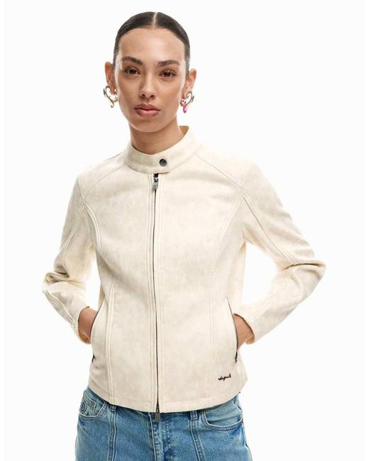 Desigual Natural Mao Collar Jacket