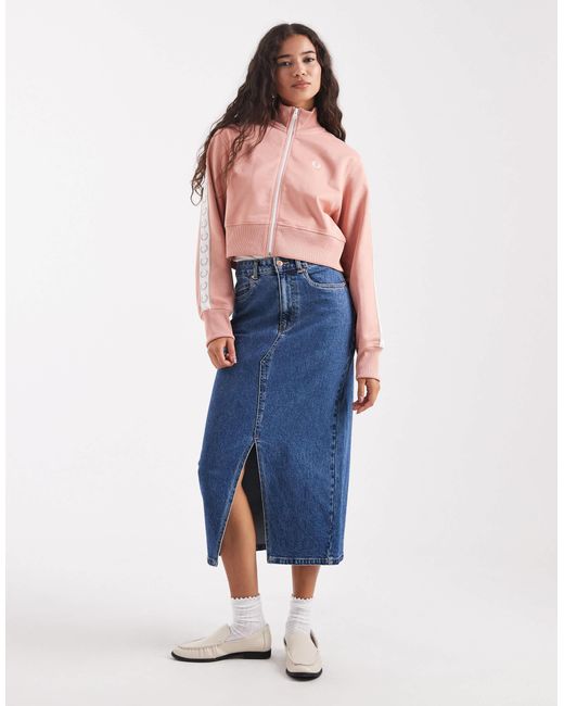Fred Perry Cropped Tape Track Jacket in Pink | Lyst