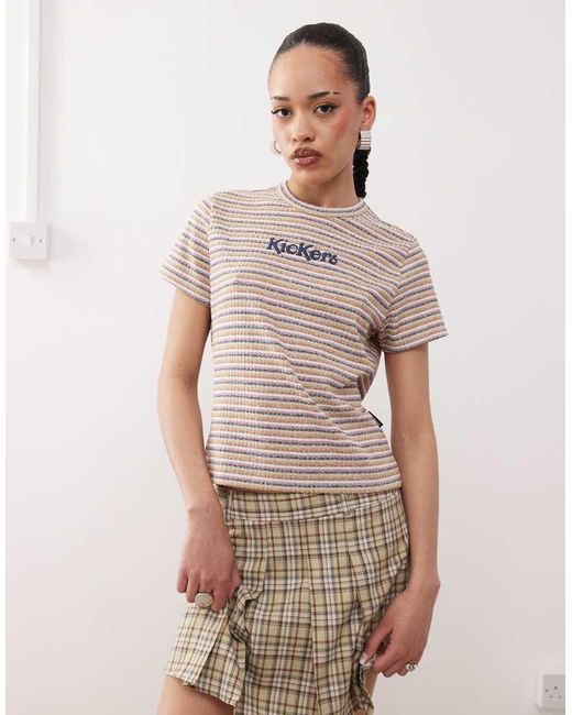 Kickers Brown Retro Stripe Crop Baby Tee