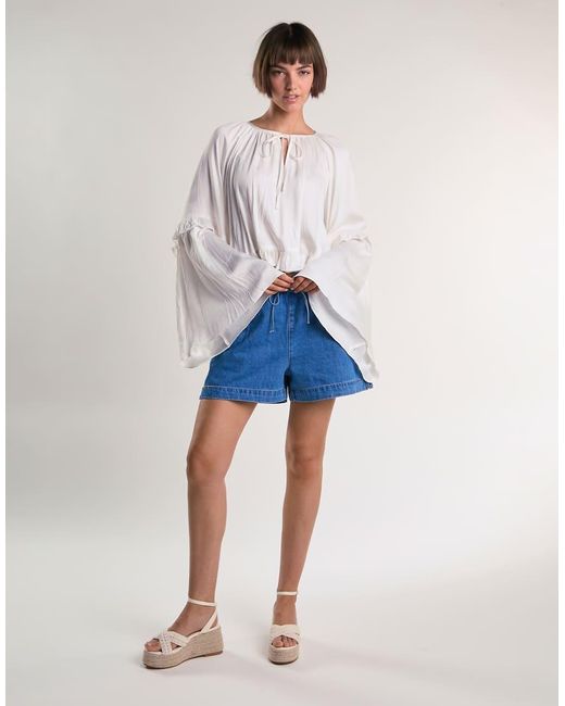 Glamorous Blue Ruffle Blouse