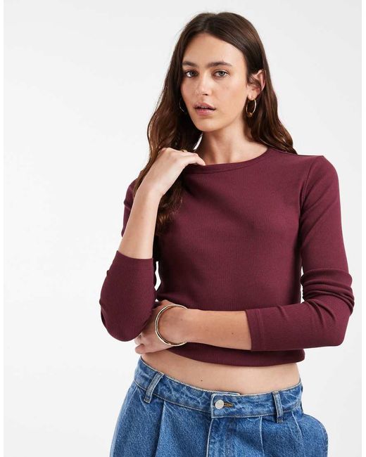 Vero Moda Purple Fine Rib Long Sleeved Top