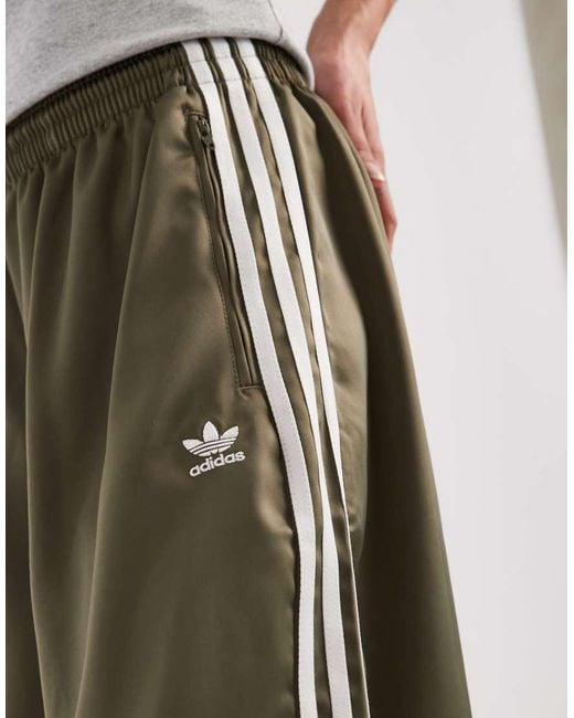 Adidas Originals Green Satin Wide Leg Track Pants