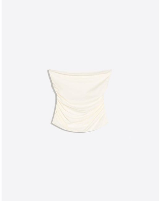 Bershka White Ruched Bandeau Top