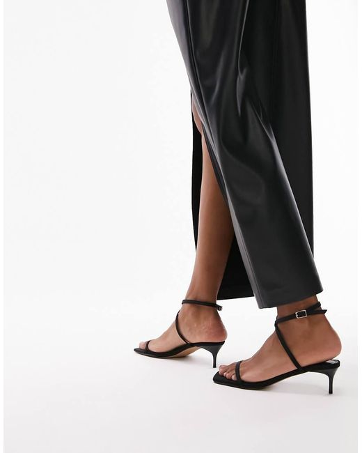 TOPSHOP Black Ivy Barely There Mid Heel Sandal