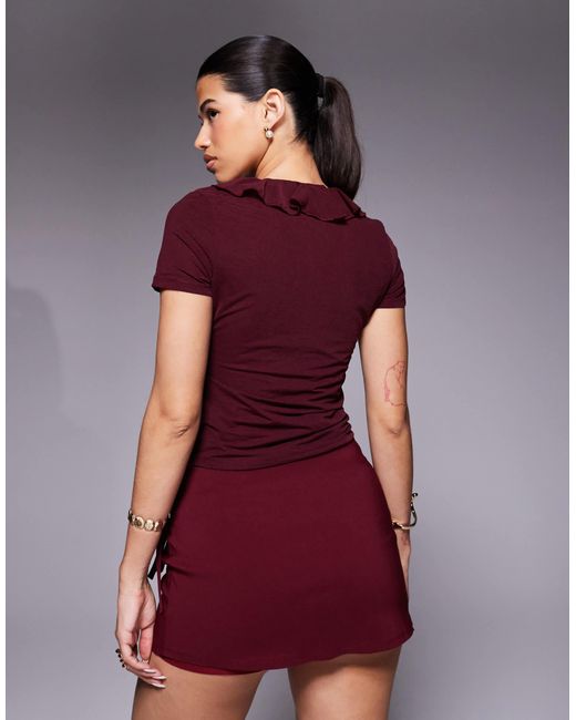 ASOS Red Bengaline Tie Side Skort