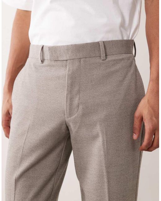 ASOS Natural Tailored Flannel Slim Trousers for men