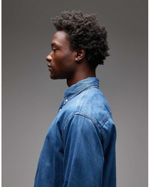 Carhartt Blue Lucas Long Sleeve Denim Shirt for men