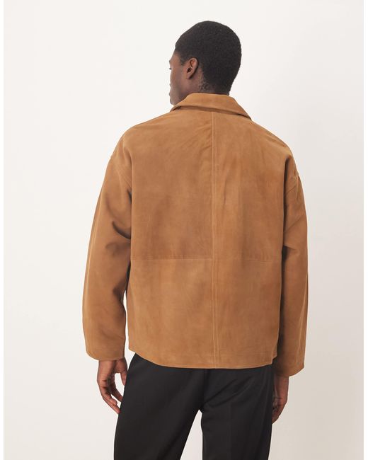 SELECTED Natural 100% Leather Double Zip Suede Jacket for men