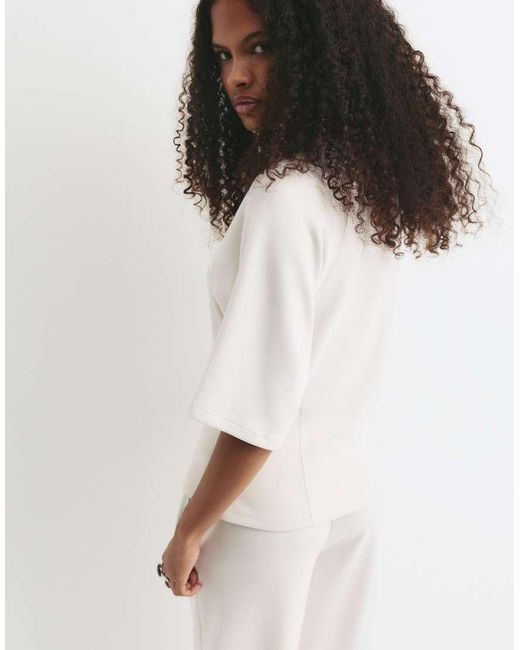 Pull&Bear White Short Sleeve Sweatshirt