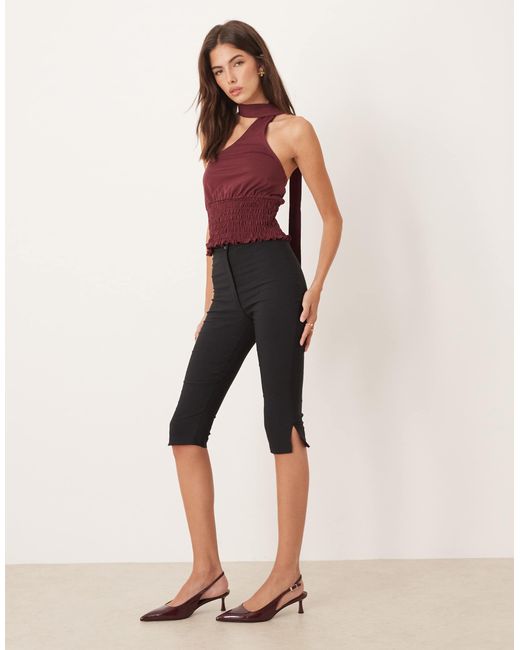 ASOS Red One Shoulder Scarf Top With Shir Waist Detail