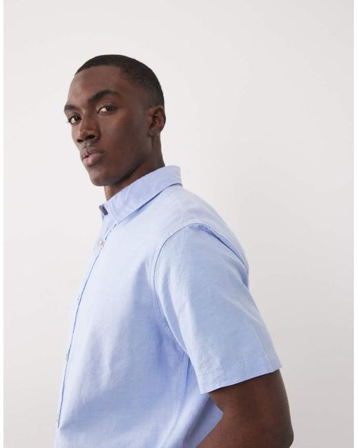 Jack & Jones Blue Short Sleeve Oxford Shirt for men