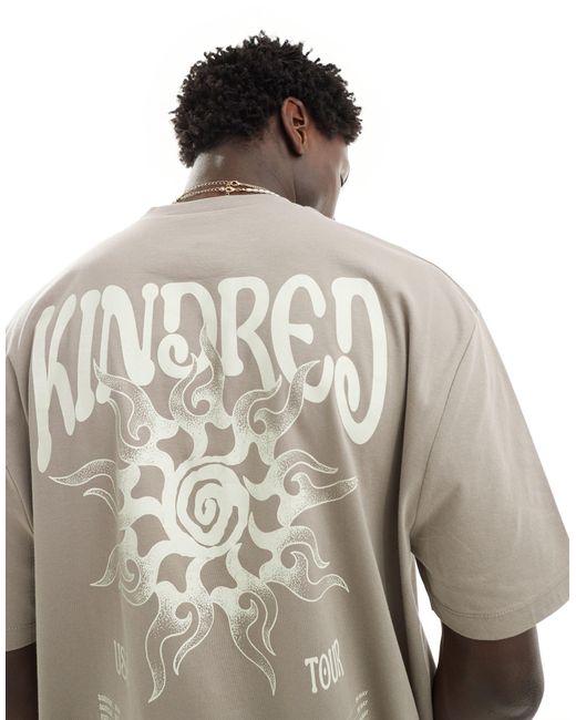 T-shirt oversize color pietra con stampa celestiale sul retro di ASOS in Gray da Uomo