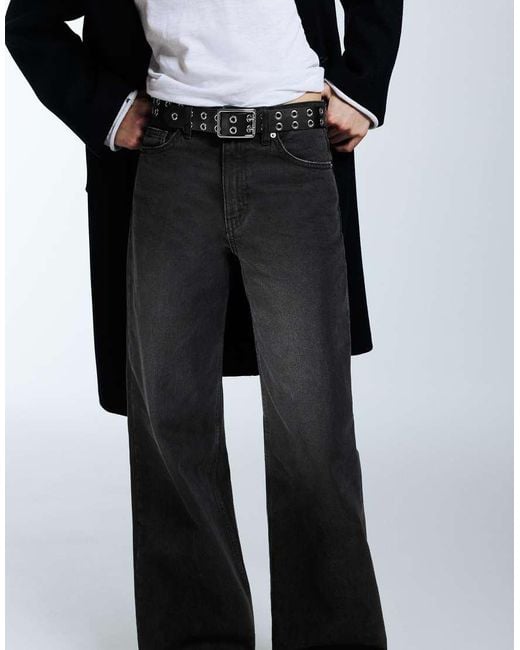 Pull&Bear Black Wide-Leg Jeans