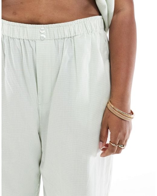 ONLY White Wide Leg Boxer Detail Pants