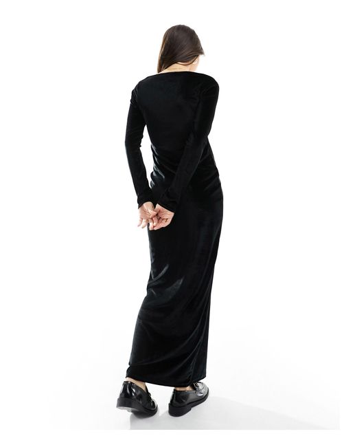 Vestido largo con escote cuadrado Miss Selfridge de color Black