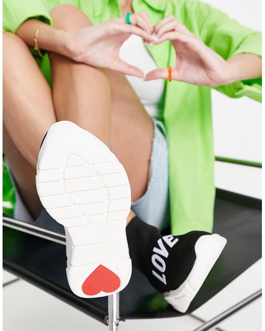 Love moschino clearance logo sock trainers