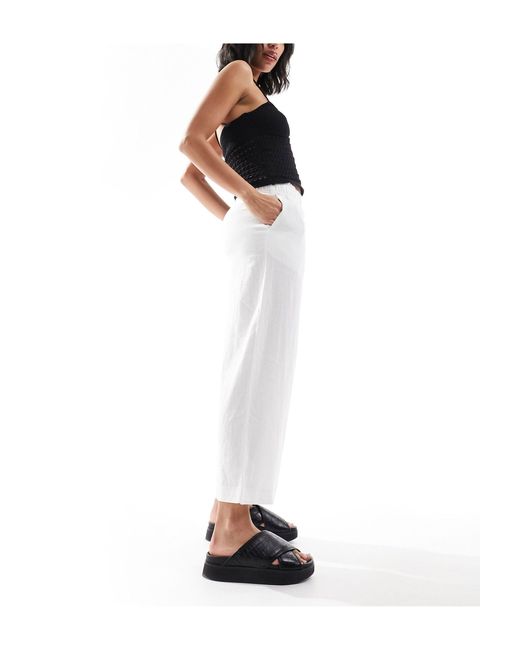 New Look White Linen Cropped Trousers