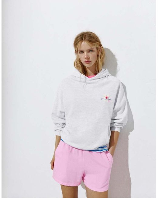 Pull&Bear White Sun Graphic Hoodie