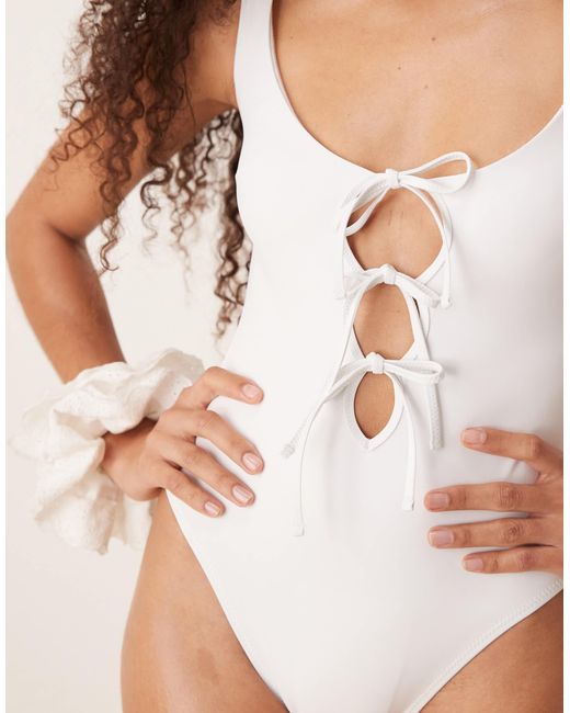 Free Society White Cut Out Swimsuit