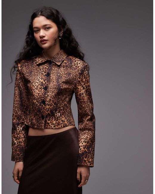 ASOS Brown Neat Fit Cropped Collared Jacket