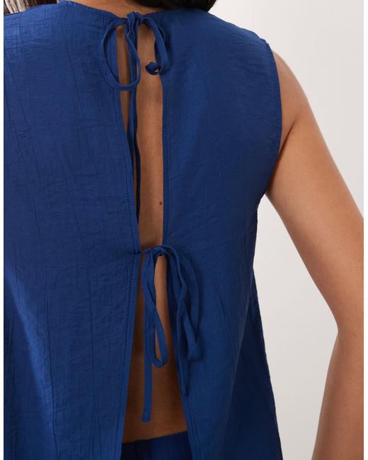 ASOS Blue Crinkle Shell Tie Back Top
