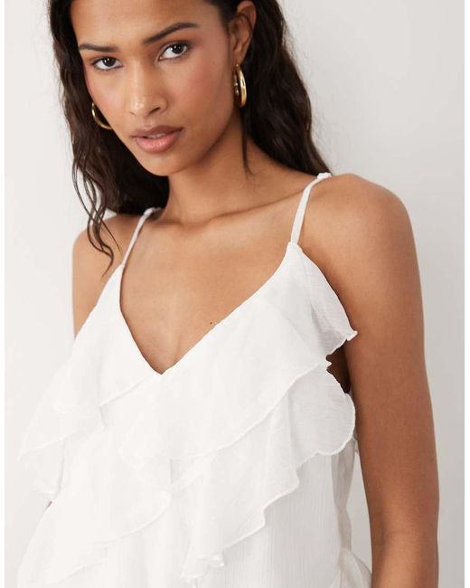 Vila White Ruffle Cami Top