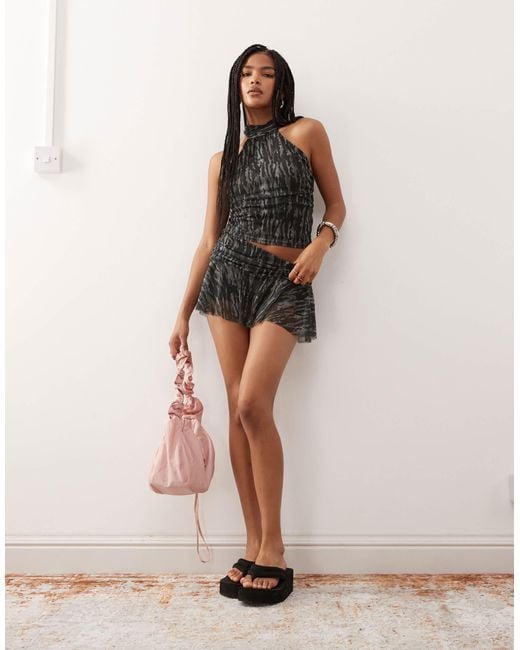 Collusion Black High Halterneck Top