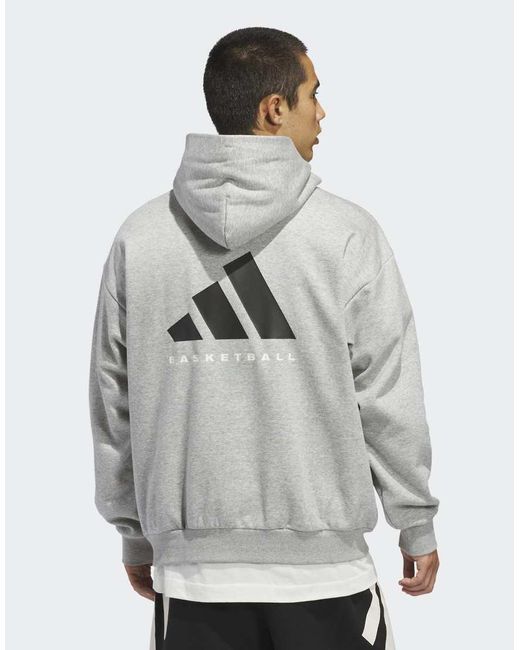 Adidas Originals Gray Adidas Basketball Fleece Hoodie (Gender Neutral)
